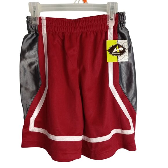 Athletech Kids Size 8 Athletic Shorts Boys Red Gray Mesh Dazzle Polyester NEW - Picture 1 of 4